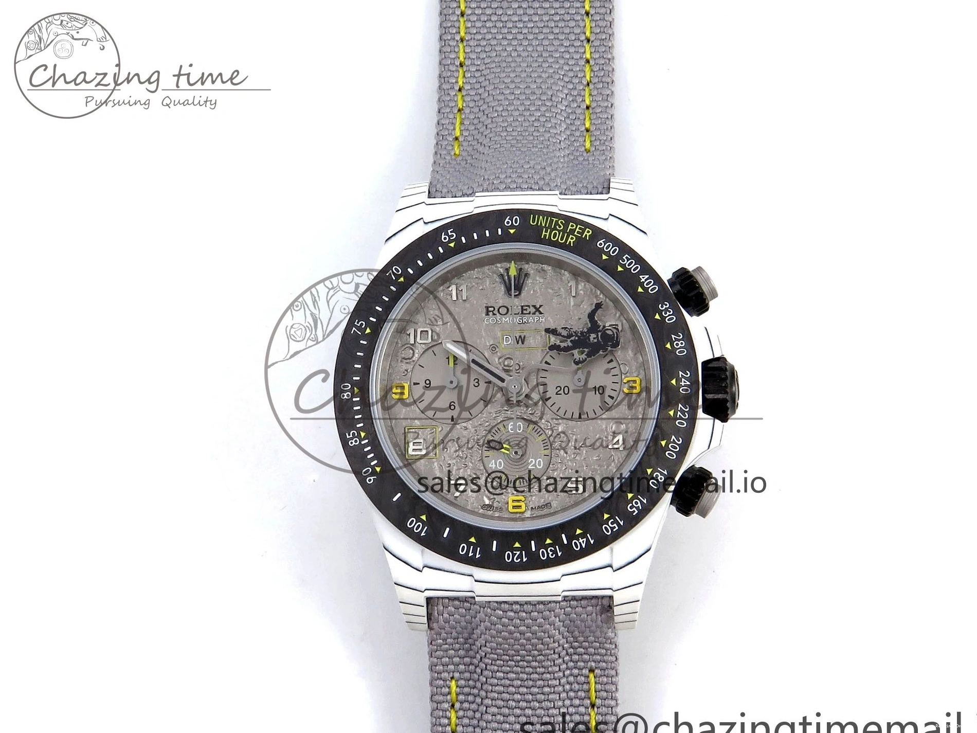 0505 Tailored Daytona DIW Space Mission Gray Textured Dial on Gray Nylon Strap A4130 Clone 1279